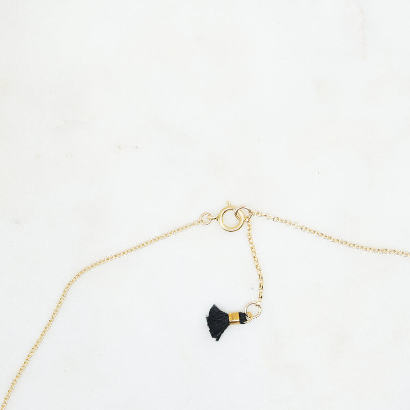 Black Spinel Bar Gold Necklace