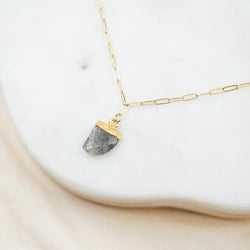 Labradorite Sword Gold Necklace