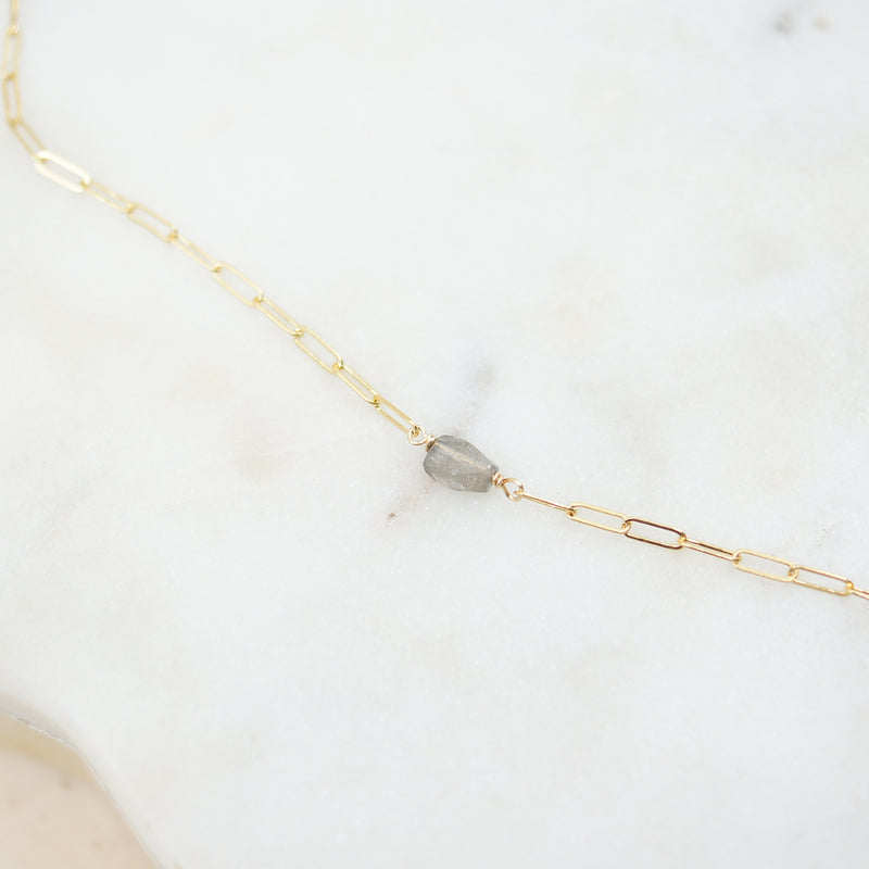 Labradorite Sword Gold Necklace