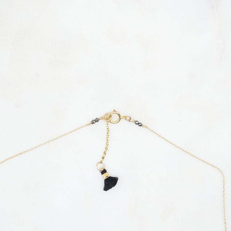 Pointy Black Stone and Cubic Necklace