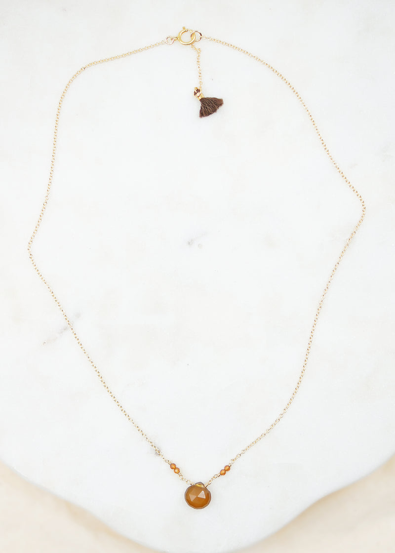 Brown Chalcedony Gold Necklace