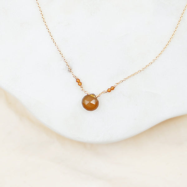 Brown Chalcedony Gold Necklace