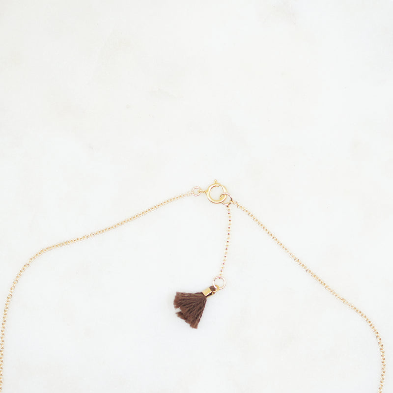 Garnet Seed Bar Gold Necklace