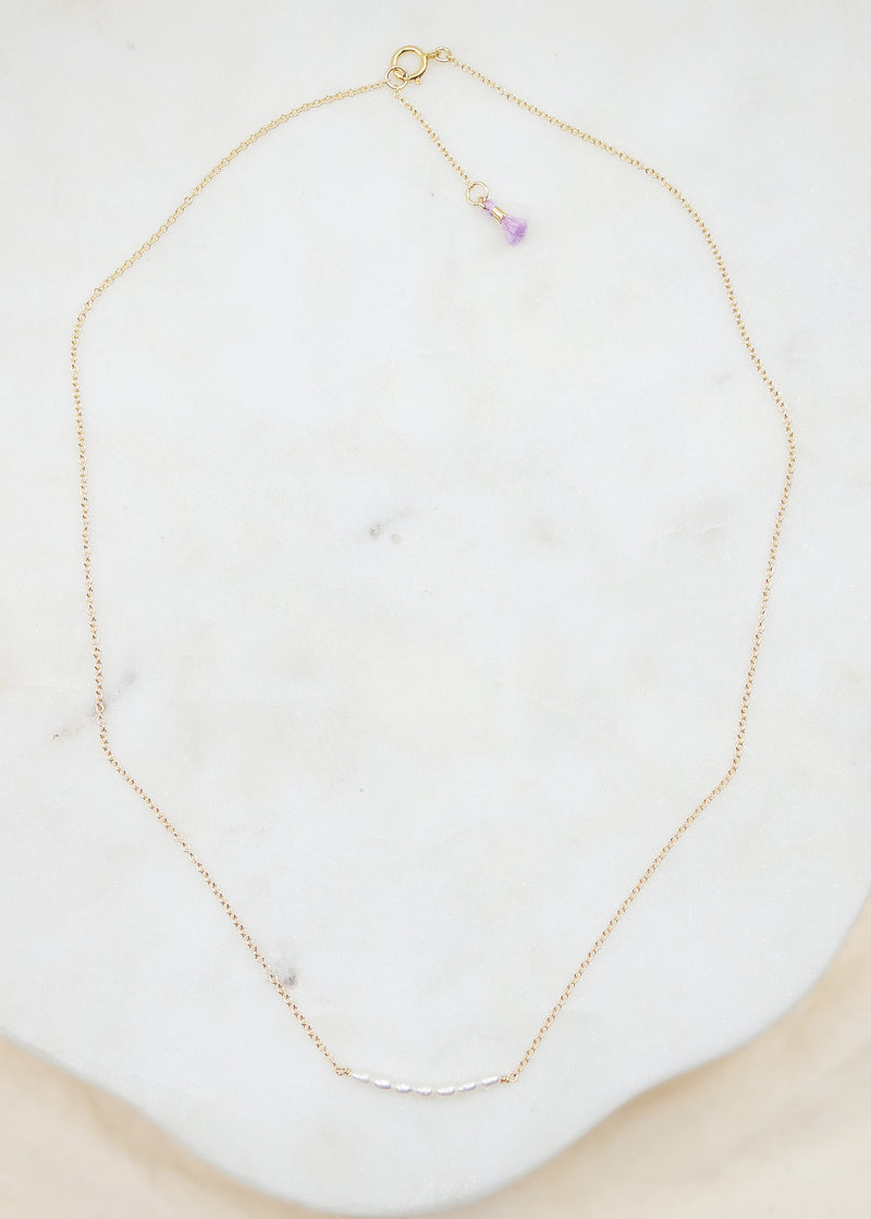 Freshwater Pearl Seed Bar Gold Filled Necklace