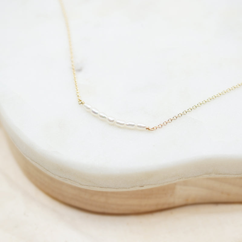 Freshwater Pearl Seed Bar Gold Filled Necklace