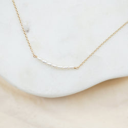 Freshwater Pearl Seed Bar Gold Filled Necklace