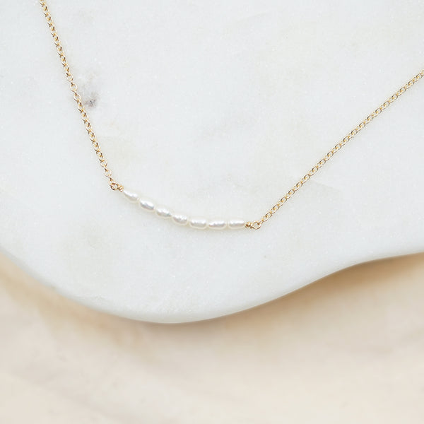 Freshwater Pearl Seed Bar Gold Filled Necklace