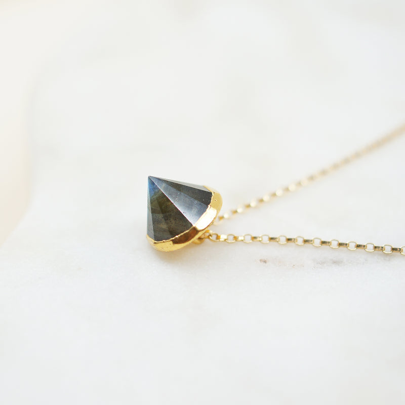 Pyrite Pointy and Lapis Seeds Gold Necklace