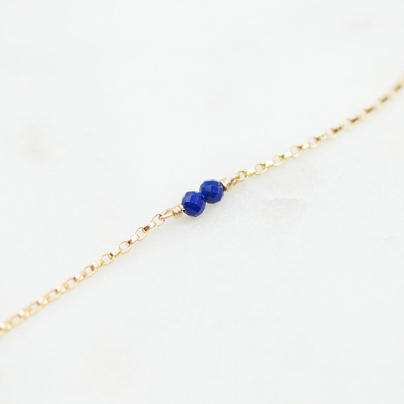 Pyrite Pointy and Lapis Seeds Gold Necklace