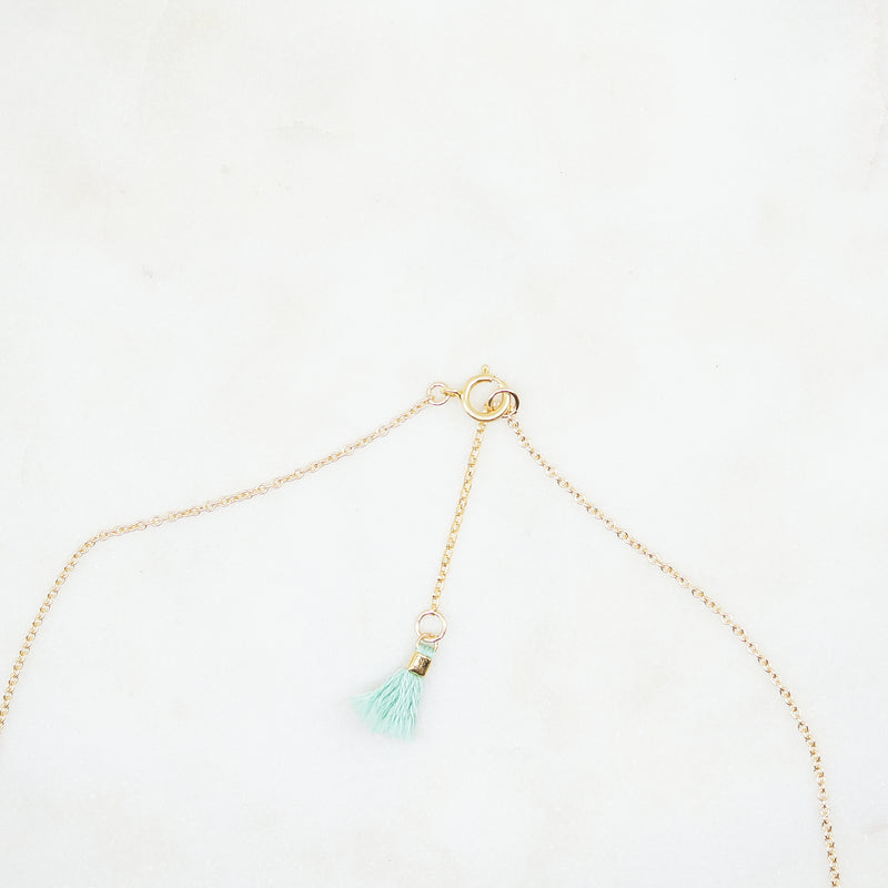 Green Quartz Seed Bar Gold Filled Necklace