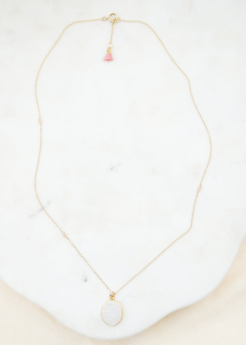 Druzy Oval Gold Necklace