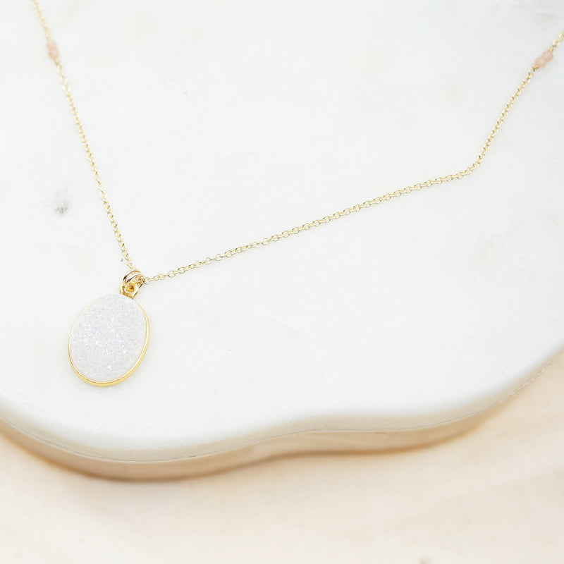 Druzy Oval Gold Necklace